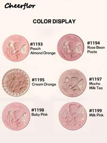 CHEERFLOR Embossed Solid Color Blush, Cheeks Powder Blush, Smooth Mate Face Blush, Light, Smooth, Facial Beauty Cosmetic Makeup - CFR1198 - View 10