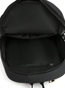 Sac à dos unicolore polyvalent de grande capacité de couleur unie - Noir - Voir 8