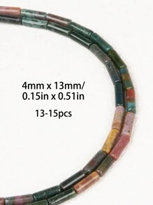 4*13mm / 13-15 piezas Cuentas sueltas cilíndricas largas de piedra natural redonda - Para hacer joyas DIY pulseras, collares y accesorios de pendientes - Idea de regalo bohemio chic inolvidable - Cuentas de tubo de 4x13mm - Ver 13