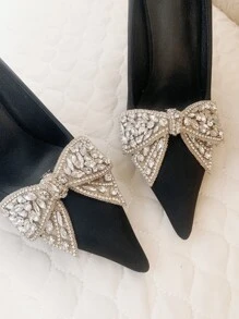 2 件（1 对）银色和金色蝴蝶结水钻可拆卸鞋夹，时尚优雅奢华鞋配件，适合高跟鞋、平底鞋、运动鞋、休闲鞋，用途广泛