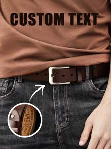 1pc Personalized Engraved Genuine Leather Belt, Dad's Exclusive Customized Name Belt, Fun Handmade Belt Gift, Gift For Dad, Grandpa, Personalized Father's Day Gift, Genuine Leather Material, Personalized Dad Genuine Leather Belt, Personalized Father's Day Belt Gift, Creative Men's Gift, Engraved Genuine Leather Belt, Gift For Husband, Stepfather, Bonus Dad, Grandpa Birthday Gift, Anniversary Gift, Gift For Dad/Men/Boyfriend - Brown - View 12