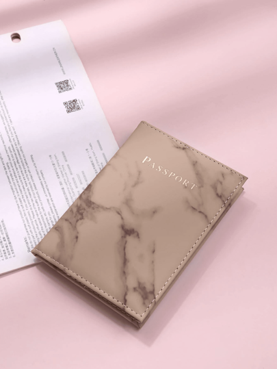 1pc Pu Material Passport Holder With Map & Letter Design Print, Hot-Stamped, Bi-Fold Protective Cover For Travel Abroad Passport Cover Passport Case Passport Wallet Passport Bag Passport Pouch For Flight For Back To School For Men And Women Travel Essentials Travel Accessories Vacation Accessories For Holiday Season