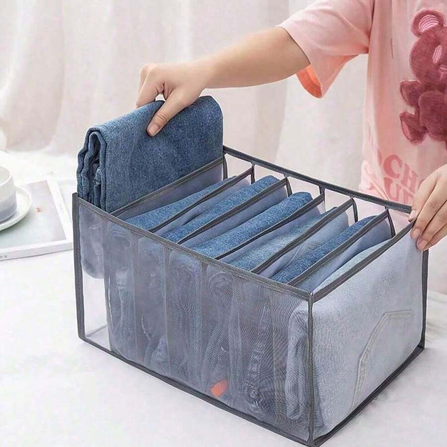 牛仔褲收納盒衣櫃整理收納系統抽屜收納盒櫥櫃褲子收納盒 - 深灰色 - 查看 1
