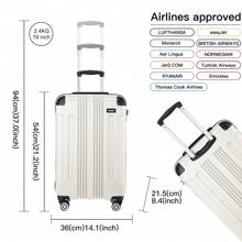 Lightweight ABS Trolley Case With Combination Lock And 4 Wheels For Business Travel Men & Women 19 Inch Carry On Cabin Suitcase 24 Inch And 28 Inch Check-In Luggage - Beige - View 5