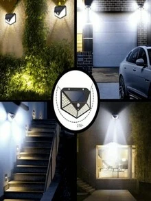 2 件/1 件 100LED 太阳能四面发光庭院灯，大功率、节能、方便、防水运动传感器，两用太阳能庭院灯，适用于家庭和户外应急灯花园装饰 - 白光 - 查看 4