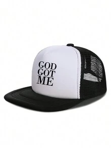 1pc Trucker Hat GOD GOT ME Printing Unisex Trucker Hats Snapback Hat For Men Women Mesh Baseball Cap Adjustable Wide Brim Sun Hats Summer Flat Bill Hats - Multicolor - View 10