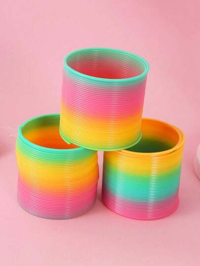 1pc/2pcs/3pcs/5pcs Rainbow Color Magic Spring Circle For Party Games, Decompression, Plastic Coil Spring