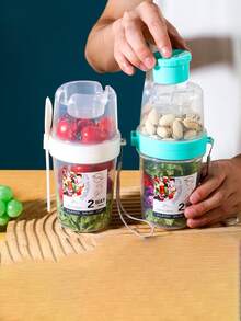 1入組輕質水果沙拉杯，早餐沙拉杯，Mason杯，便攜式，水果，蔬菜，淺食杯，帶叉蓋的優格杯，減肥杯高品質，不變形的沙拉杯，是家人和朋友的絕佳禮物，廚房，廚房用品，食物，烹飪，露營，假期，沙灘，房間裝飾，組織者，派對，旅行。 - 彩色 - 查看 4