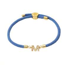 1入組26個字母編織手環, 含鋯石，可調節黑色手環，18K金鍍銅情侶飾品 - 黑色 - 查看 8