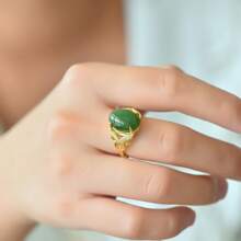Natural Canadian Jasper Rings, Gold-Plated Inlaid Jade Rings, Diamond Rings, Adjustable Size Rings, Handmade Men's And Women's Gemstone Rings, Personalized Rings, Energy Rings, Anniversary Rings, Engagement Rings, Gifts For Her. - C Jasper Ring - View 6