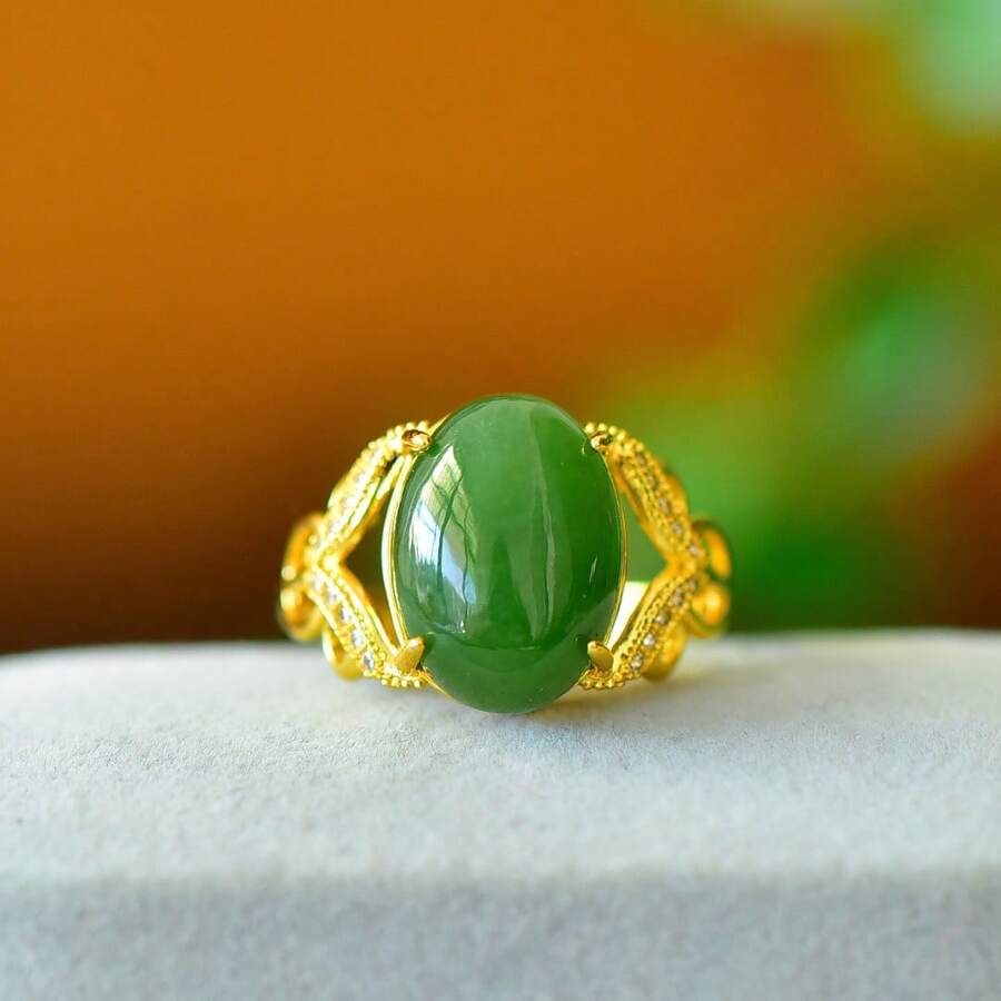 Natural Canadian Jasper Rings, Gold-Plated Inlaid Jade Rings, Diamond Rings, Adjustable Size Rings, Handmade Men's And Women's Gemstone Rings, Personalized Rings, Energy Rings, Anniversary Rings, Engagement Rings, Gifts For Her. - C Jasper Ring - View 1
