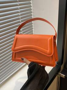New Orange Ladies' Solid Color PU Small Square Bag, Simple And Stylish Handbag For Going Out, And Versatile. - Orange - View 4
