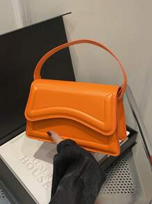 New Orange Ladies' Solid Color PU Small Square Bag, Simple And Stylish Handbag For Going Out, And Versatile. - Orange - View 3
