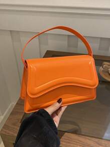 New Orange Ladies' Solid Color PU Small Square Bag, Simple And Stylish Handbag For Going Out, And Versatile. - Orange - View 6