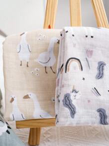 5PCS 2 Layers Bamboo Fiber Muslin Baby Bib Multi-Purpose Burp Cloth/Baby Scarf Handkerchief - Multicolor - View 6