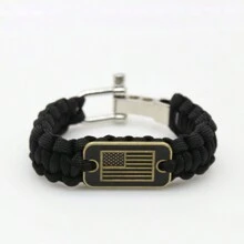 1 Pc Of Survival Paracord Bracelet With Camouflage Design And USA Flag Decor - Perfect Father's Day Gift For Men, Outdoor Enthusiasts, And Military Personnel