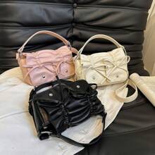 New Style Fashion Shoulder Bag With Bowknot And Folds Design For Women, Can Be Carried As Crossbody Bag - Pink - View 2