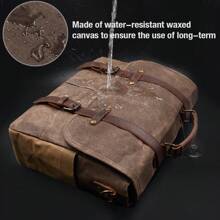 Mens Messenger Bag 15.6 Inch Waterproof Vintage Genuine Leather Waxed Canvas Briefcase Large Leather Computer Laptop Bag Rugged Satchel Shoulder Bag - Màu nâu cà phê và thư mục - Xem 9