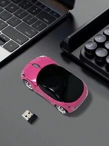 Ratón inalámbrico con forma de carro operado con batería, adecuado para tableta, portátil, oficina, juegos, con receptor USB 2.4G, ratón inalámbrico silencioso - Multicolor - Ver 2