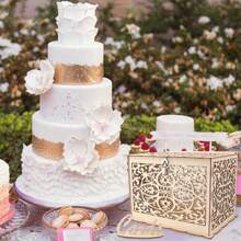 1 套带锁和卡片标志的木质婚礼卡盒，婚礼卡盒，用于卡片和钱的乡村婚礼盒，用于招待会、周年纪念、新娘送礼会、派对、婚礼装饰、家居装饰、房间装饰派对礼物新娘的婚礼礼品盒 - 原木色 - 查看 4