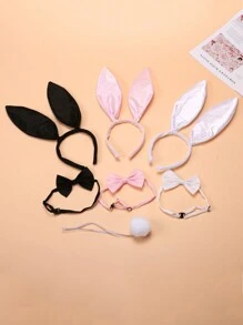 Conjunto de 3 piezas de chica conejita sexy, incluyendo diadema con orejas de conejo, corbata de moño y cola esponjosa, disponible en varios colores, adecuado para festivales, fiestas, actuaciones y complementos de vestir diarios para Halloween o baile de graduación