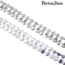 Perlon Joon 1 Yard Kristall Kette mit Wassertropfen Blatt Dekor, Silber Glas Anhänger mit Strass Besatz, Accessoire für Brautkleid Hochzeit Dekoration - Silber - Übersicht 10