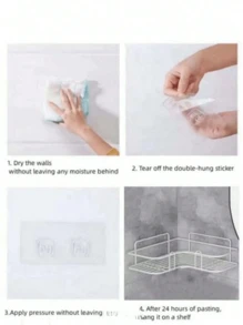 1入組無需鑽孔的浴室收納架，可掛在牆上的沐浴間置物架，用於儲存馬桶、洗髮水、廚房等物品