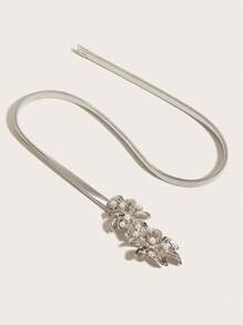 1pc Women's Gold Flower Buckle Waist Belt With Spring Pearl For Dress And Formal Occasion, Adjustable And Versatile Metal Waistband For Daily Wear Summer, School