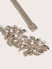 1pc Women's Gold Flower Buckle Waist Belt With Spring Pearl For Dress And Formal Occasion, Adjustable And Versatile Metal Waistband For Daily Wear Summer, School
