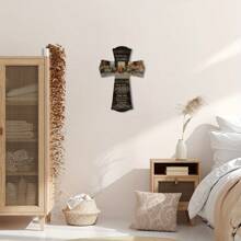 1件“最后的晚餐”做旧基督教十字架墙饰，圣经经文木质牌匾，适合家居、农舍、基督教房间装饰，礼品（12*8英寸/30*20厘米），家居装饰，房间装饰，墙饰，生日和毕业礼物