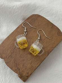 2pcs Novelty Mini Mug Shaped Earrings For Women, Oktoberfest Style