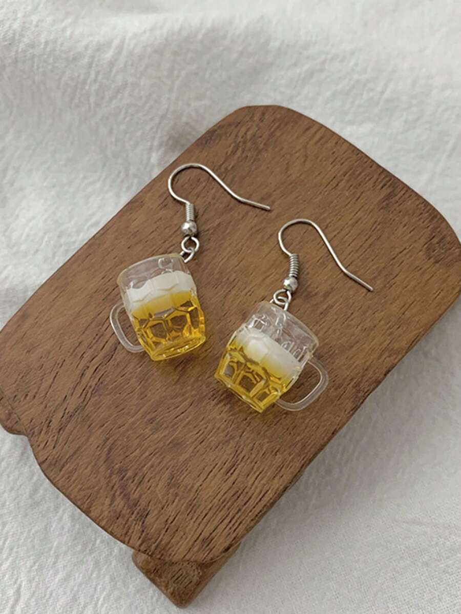 2pcs Novelty Mini Mug Shaped Earrings For Women, Oktoberfest Style