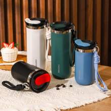 Cốc cà phê cách nhiệt đựng cốc văn phòng kinh doanh, cốc uống nước đôi di động cực kỳ hấp dẫn, cốc du lịch cho cặp đôi sinh viên, cốc cà phê thép không gỉ 304, 500ml trở lại trường - Màu xanh lam - Xem 4