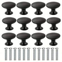 4入組歐式風格蘑菇形單孔拉手，圓形現代簡約抽屜旋鈕，適用於各種抽屜和衣櫃 - 黑色 - 查看 1