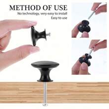 4入組歐式風格蘑菇形單孔拉手，圓形現代簡約抽屜旋鈕，適用於各種抽屜和衣櫃 - 黑色 - 查看 8