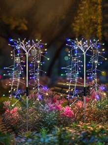 1 件装 LED 太阳能铜线爆竹灯，带彩色/暖白光，适用于别墅花园氛围灯庭院草坪装饰，户外花园照明，适用于小路、庭院、露台 - 銀銅線 - 查看 2