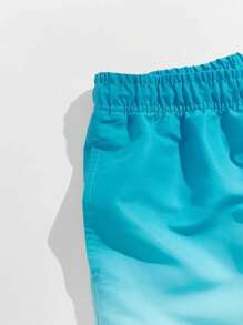 Gradient Colored Drawstring Beach Shorts For Men, Quick-Drying And Water Resistant Exercise, Running, Swimming Trunks, Men's Square Leg Swimwear And Hotspring Shorts,Hawaiian