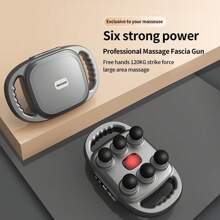 Handheld Deep Tissue Massagers: Percussion Massage Gun, 6-Head Back Massager For Muscle Relaxation In Back, Leg, Neck, Shoulder And Body, Gifts For Families And Friends (Grey) - Light Grey - View 5