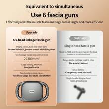 Handheld Deep Tissue Massagers: Percussion Massage Gun, 6-Head Back Massager For Muscle Relaxation In Back, Leg, Neck, Shoulder And Body, Gifts For Families And Friends (Grey) - Light Grey - View 2