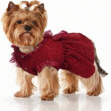 Dog Dress, Shiny Dog Dresses For Medium Dogs Girl With Bowknot, Dog Birthday Dress, Puppy Party Dress Dog Wedding Dress, Pet Costume Christmas Dress For Dogs - Red - View 5