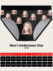 Calzoncillos personalizados de hombre con caras divertidas, ropa interior de pareja novedosa, ropa interior triangular impresa, fotos de hombres, regalo exclusivo para el novio personalizado, regalo del Día de San Valentín
