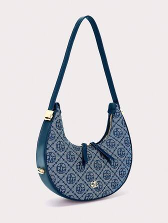 DK DKMG 1 pieza Bolsa en forma de luna de seda con estampado bohemio para mujeres en el Día de la Madre, correa ajustable, adecuada para vacaciones, fiestas, compras, citas y regalos.
