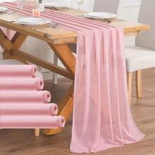 6 件雪纺桌旗，质朴透明桌面装饰，适合浪漫新娘送礼会、生日派对蛋糕桌 - 多色 - 查看 24