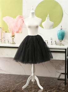 55cm Lolita Petticoat, voluminöser mittellangerLolita Unterrock mit violettem Tüll, ohne Knochen, geeignet für Halloween, Hochzeit, Party - A - Übersicht 6