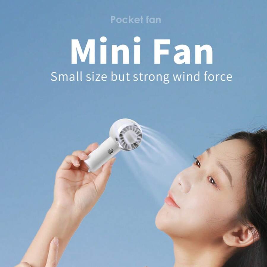 Nuevo ventilador portátil turbo manual estilo coreano, ventilador pequeño USB recargable con viento fuerte para uso al aire libre - Multicolor - Ver 1