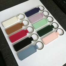 Creative Double-Sided Car Line PU Leather Keychain, Small Gift Metal Pendant For Car Keys