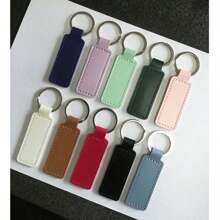 Creative Double-Sided Car Line PU Leather Keychain, Small Gift Metal Pendant For Car Keys