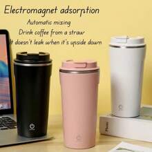 1pc Automatic Stirring Cup, Portable 304 Stainless Steel Electric Coffee Cup, Spill-Proof Magnetic Auto Stirring Shake Cup For Protein Shakes, Easy To Carry And Clean, Suitable For Home And Office, Ideal Holiday Gift