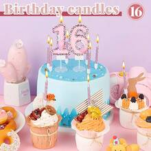 （6+1）7件套粉色蝴蝶生日蜡烛套装，粉色蛋糕切片数字蜡烛，0-9数字闪亮蛋糕装饰，适合派对，1岁、2岁、3岁、4岁、5岁、6岁、7岁、8岁、9岁、13岁、18岁、30岁、40岁、50岁、60岁生日派对用品，0-9数字蝴蝶蛋糕蜡烛装饰，男孩女孩生日派对装饰蜡烛 - 粉紅蝴蝶 - 查看 3