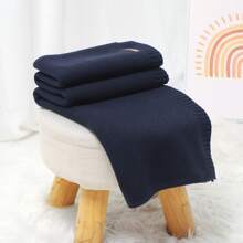 1pc All-Match Versatile Knitted Baby Blanket, Can Be Used As Stroller Blanket, Swaddle Blanket, Car Seat Cover, Picnic Mat, For All Seasons Love Valentine - Navy Blue - View 4
